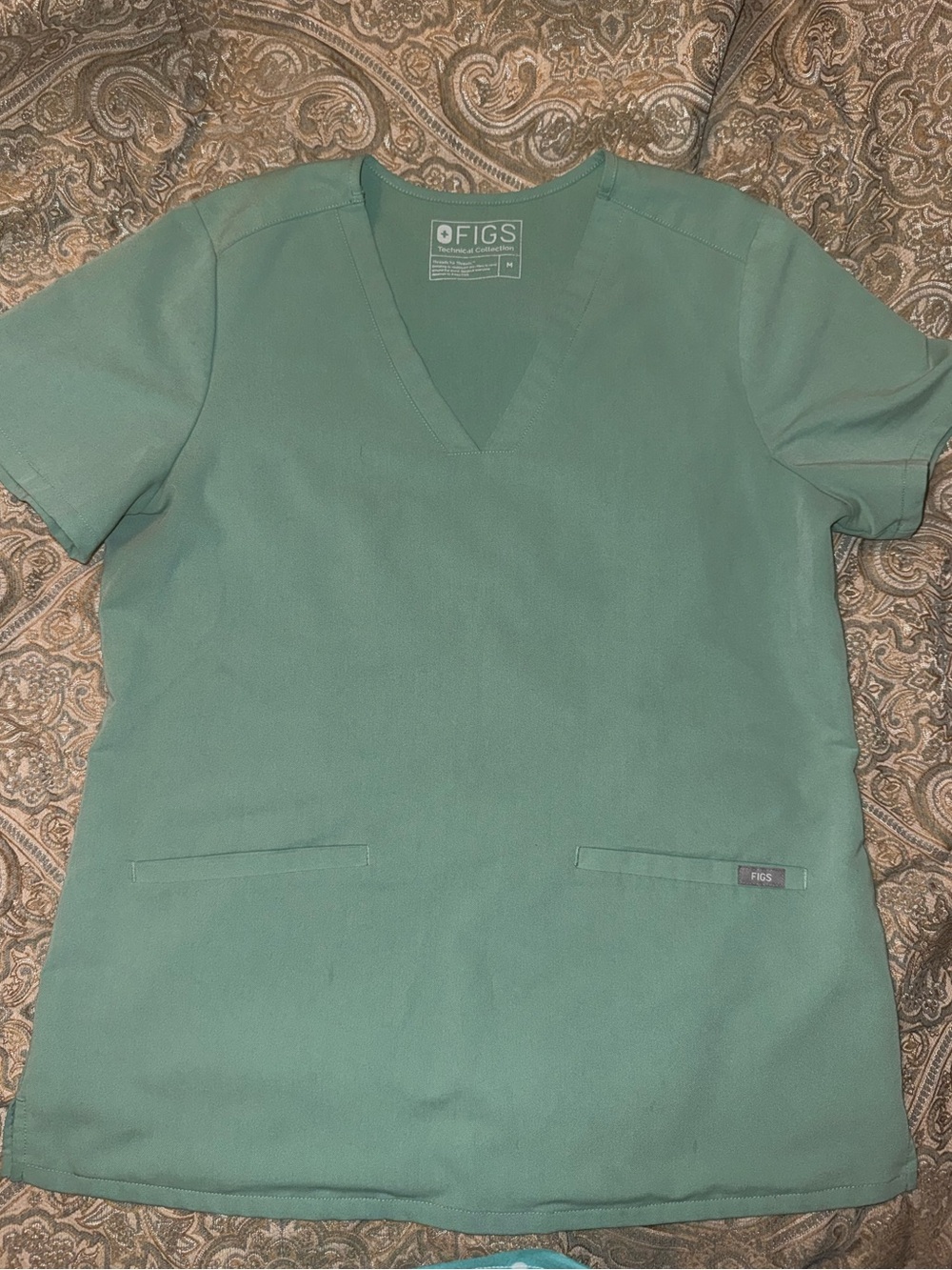 FIGS Technical Collection V-Neck Scrub Top in Sage
